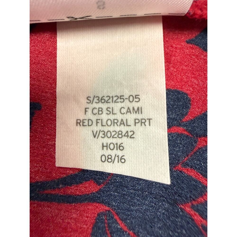 Gap Red Navy Floral Cami Tank Top Feminine Romantic Date Night Small - Picture 5 of 5